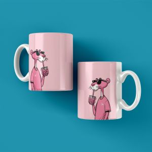 ماگ طرح پلنگ صورتی فانتزی