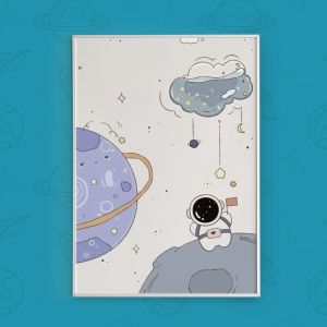 تابلو فضانورد طرح کیوت
