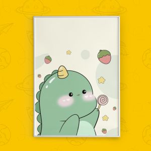 تابلو طرح دایناسور کیوت | Dinosaur Cute