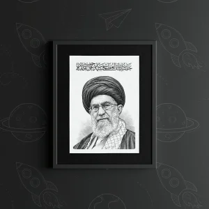 تابلو طرح رهبر شهید سیاه و سفید